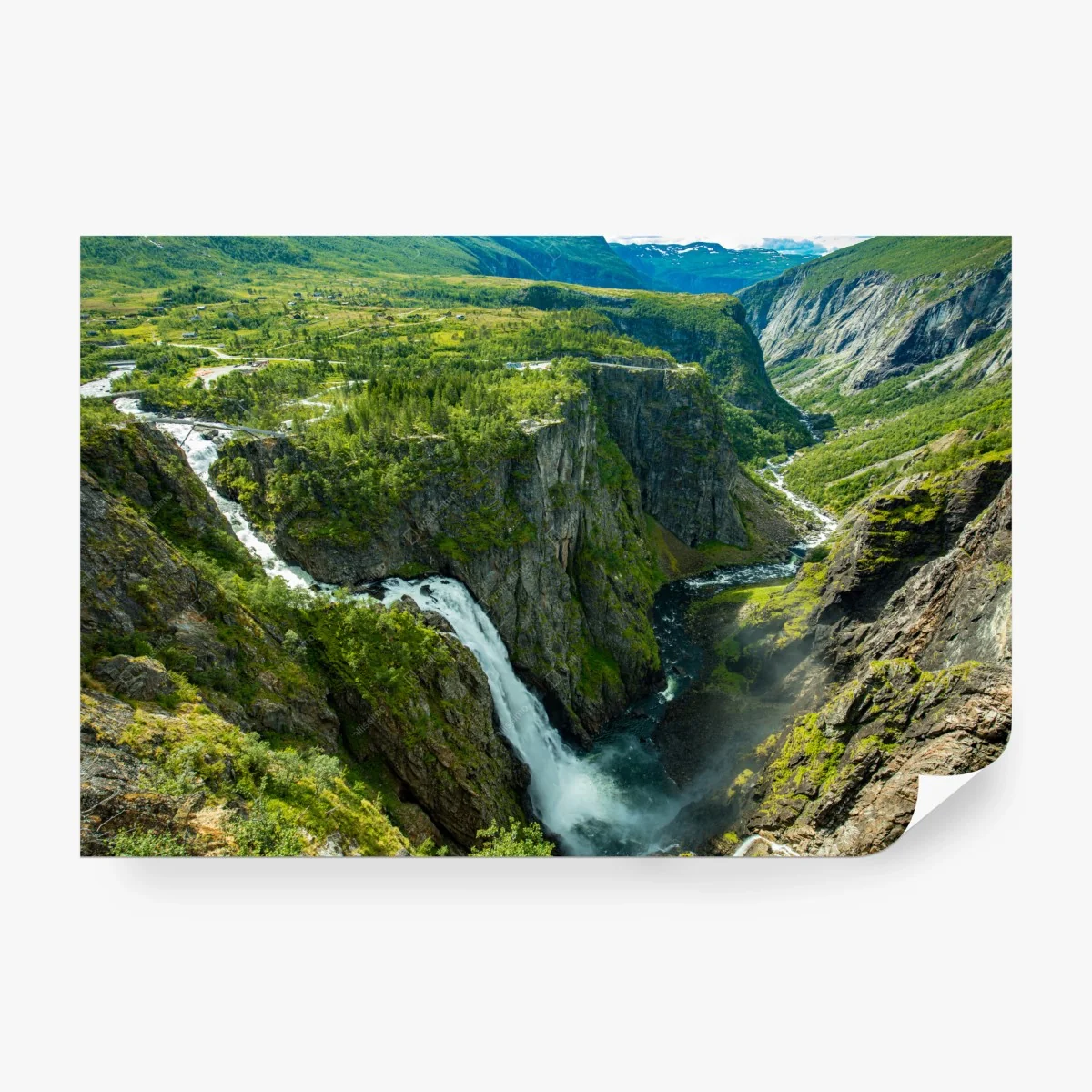 Fototapete Vøringsfossen wasserfall panorama, Norwegen – Wallnifity®