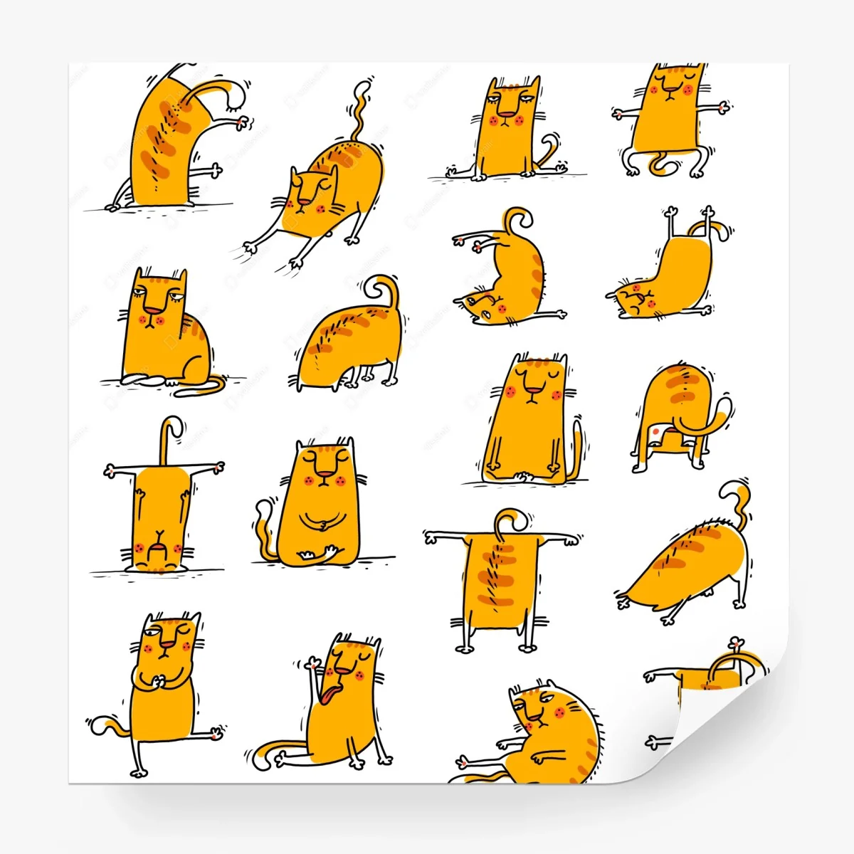 Fototapete verspielte orange katzen in verschiedenen posen – Wallnifity®