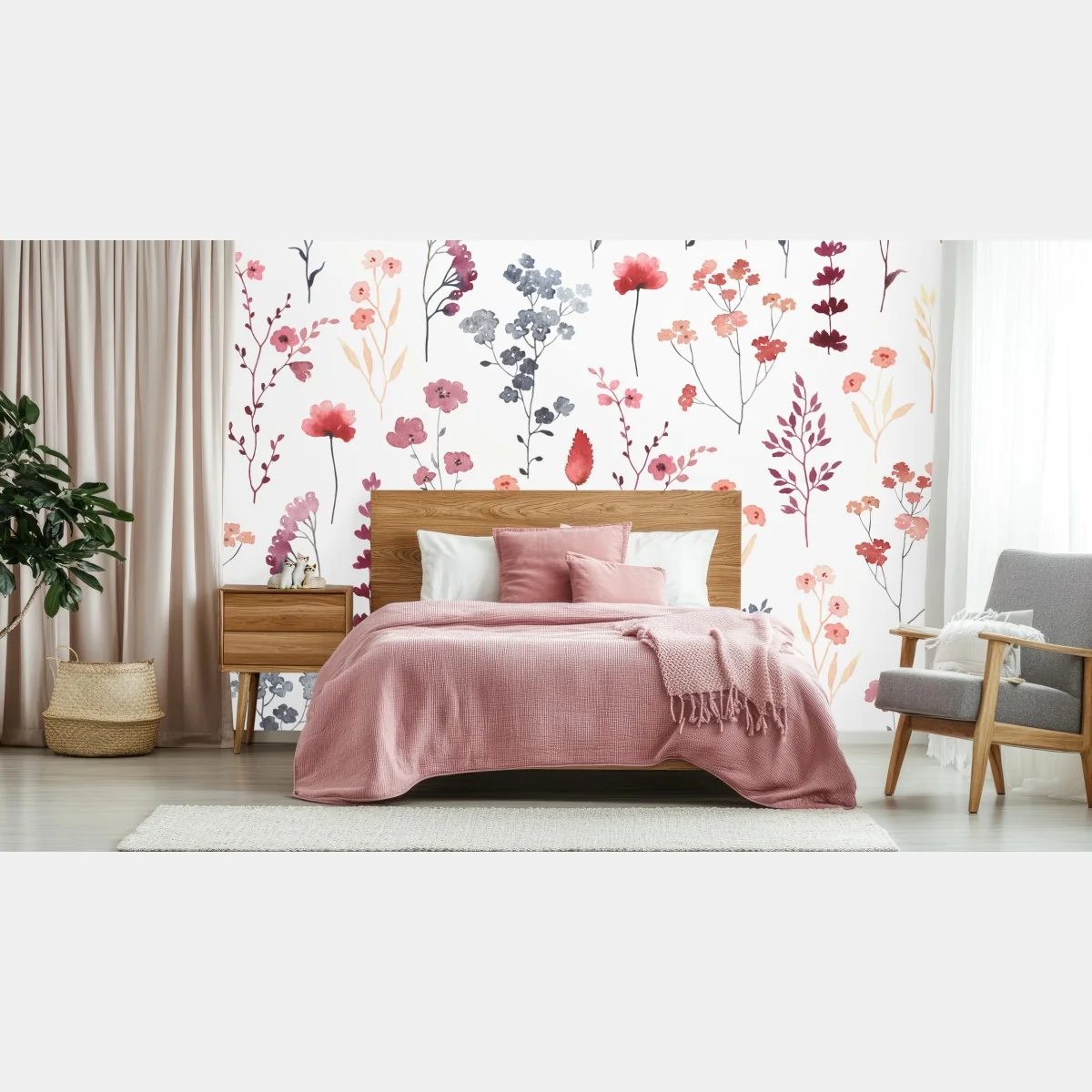 Fototapete zartes aquarellmuster mit wildblumen – Wallnifity® Fototapete zartes aquarellmuster mit wildblumen – Wallnifity®