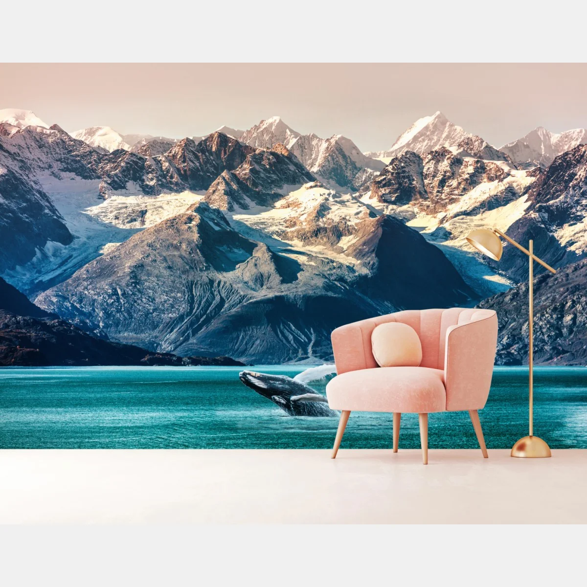Fototapete majestätischer wal vor alpinen gletschern – Wallnifity® Fototapete majestätischer wal vor alpinen gletschern – Wallnifity®