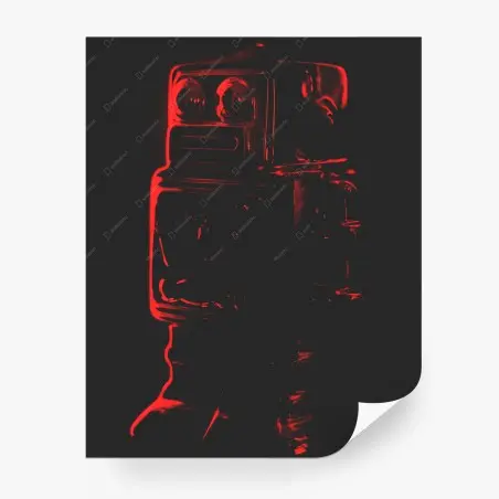 Fototapete rote robotersilhouette – Wallnifity®