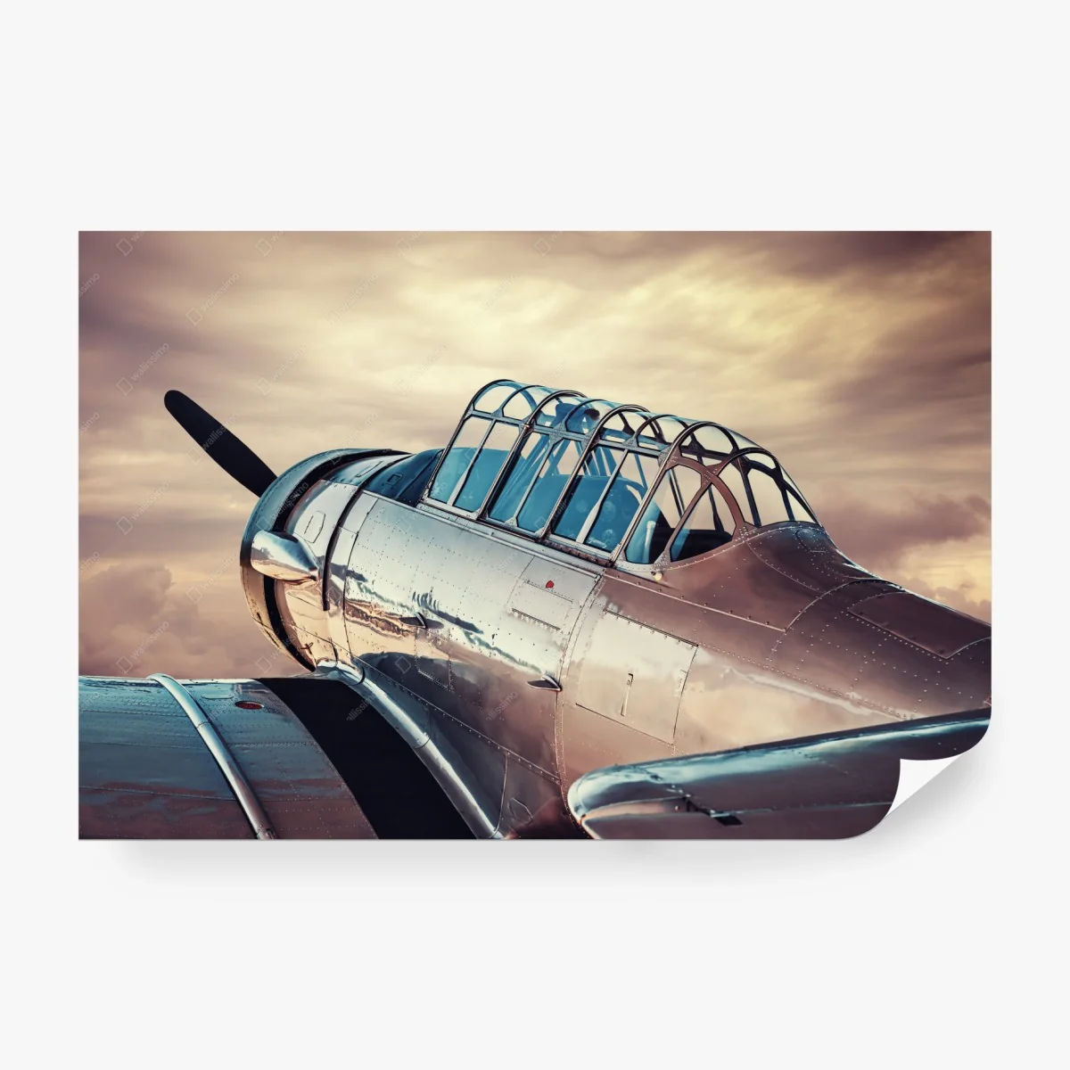 Fototapete nahaufnahme eines silbernen retro-flugzeugs – Wallnifity®