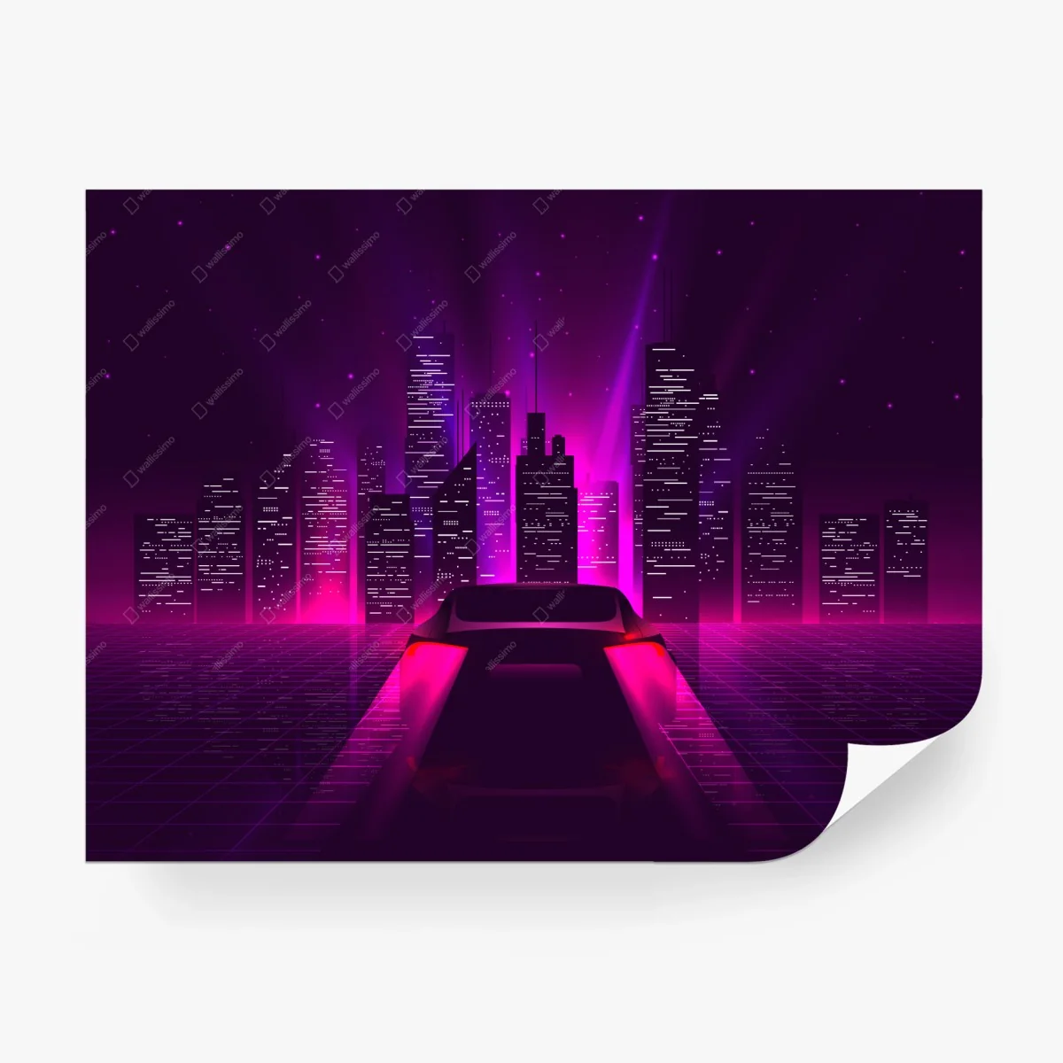 Fototapete nachtfahrt durch die neonstadt – Wallnifity®