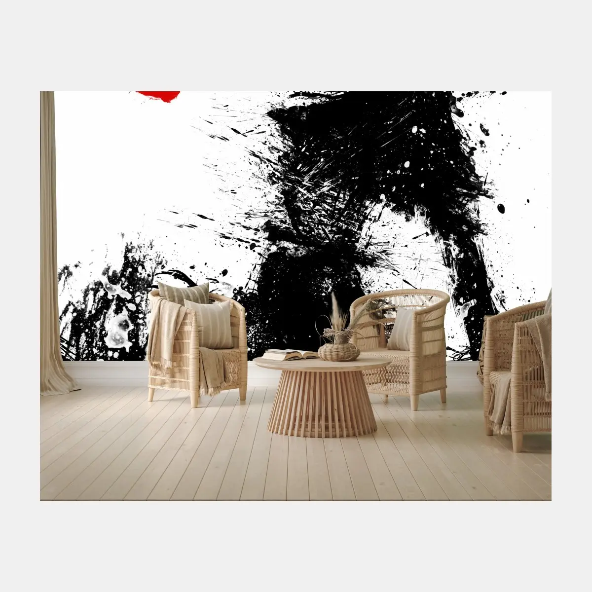 Fototapete tinten-silhouette mit roter blüte – Wallnifity®