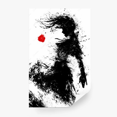 Fototapete tinten-silhouette mit roter blüte – Wallnifity®
