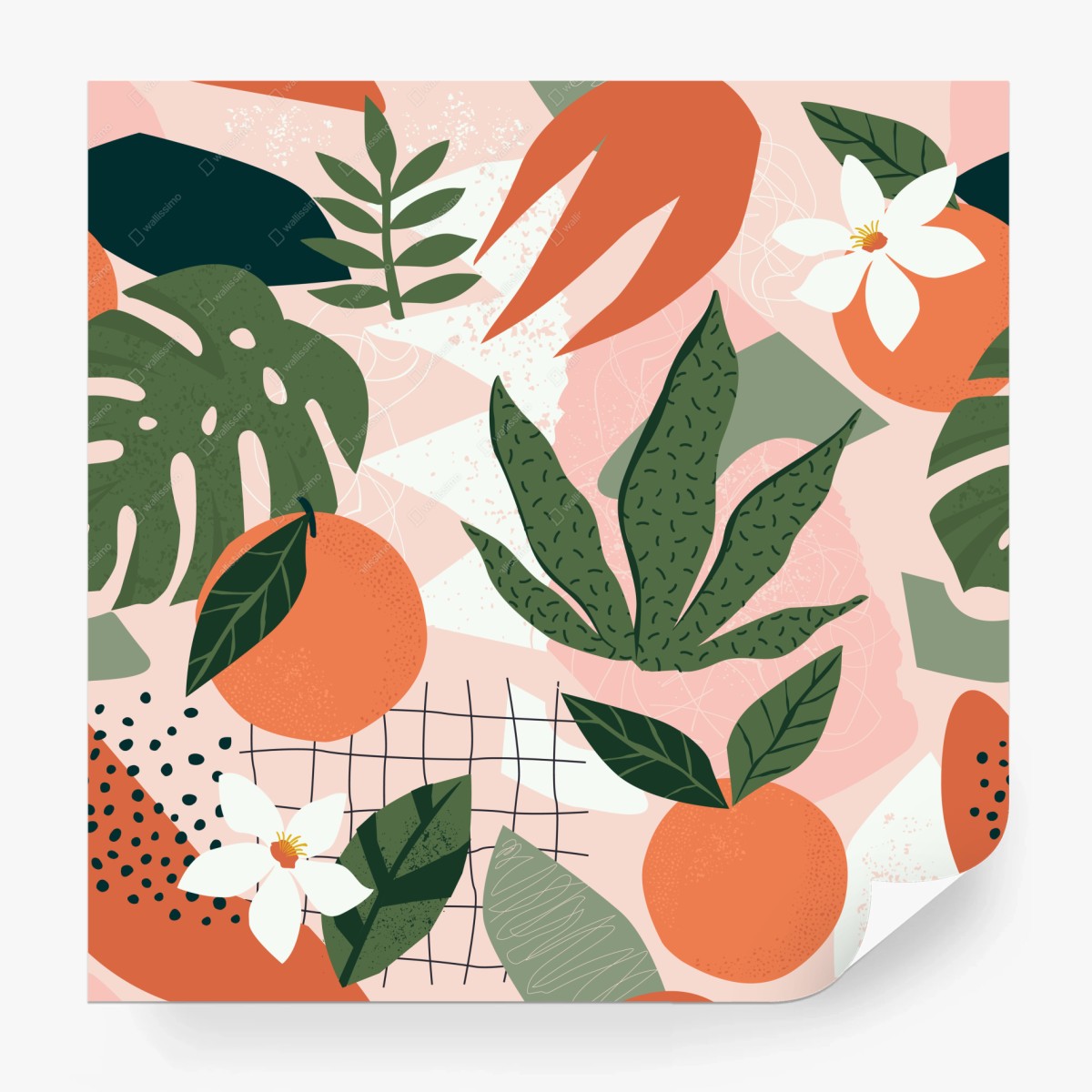 Fototapete pastelliges citrus-botanisches muster – Wallnifity®