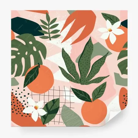 Fototapete pastelliges citrus-botanisches muster – Wallnifity®