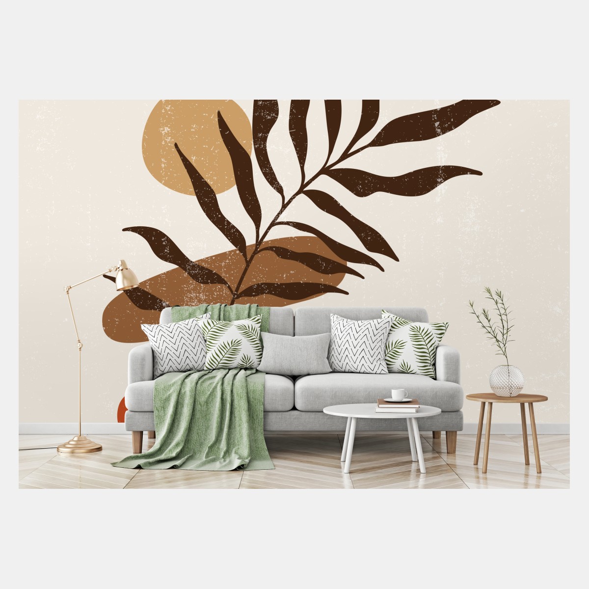 Fototapete boho botanische abstrakte komposition im minimalistischen stil – Wallnifity®