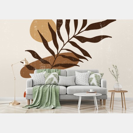 Fototapete boho botanische abstrakte komposition im minimalistischen stil – Wallnifity®