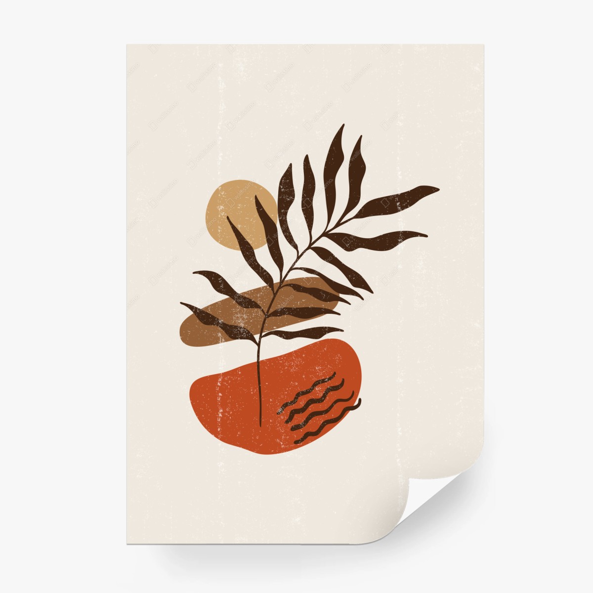 Fototapete boho botanische abstrakte komposition im minimalistischen stil – Wallnifity®