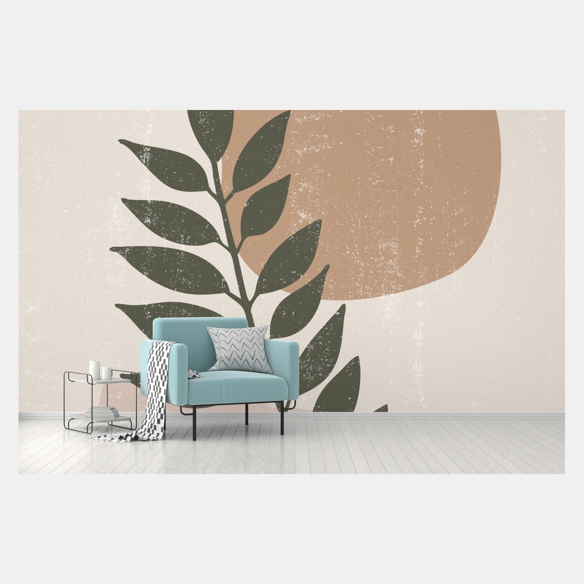Fototapete minimalistische botanische blattgrafik – Wallnifity®