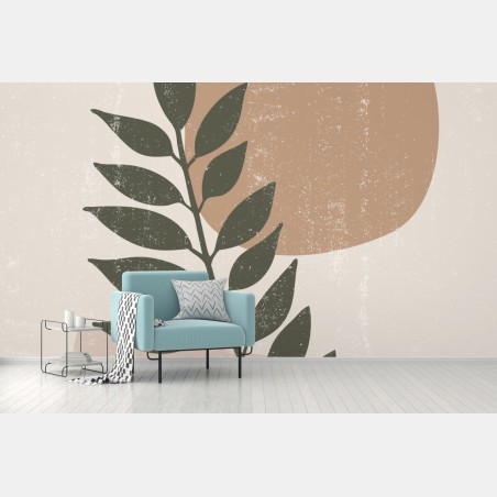 Fototapete minimalistische botanische blattgrafik – Wallnifity®