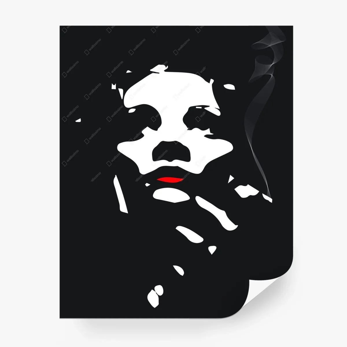 Fototapete mysteriöses silhouette-porträt mit roten lippen – Wallnifity®