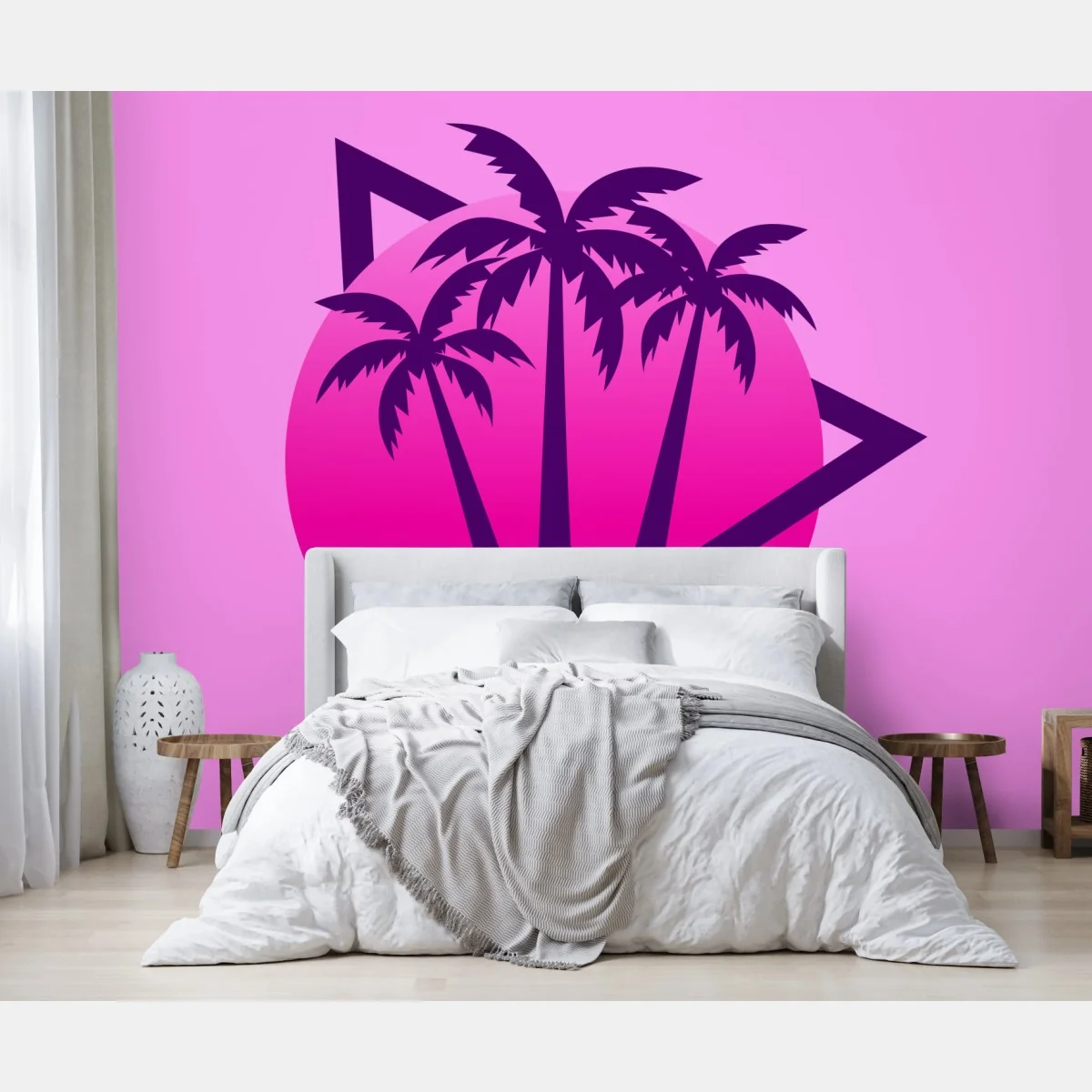 Fototapete retro synthwave sonnenuntergang mit palmen – Wallnifity® Fototapete retro synthwave sonnenuntergang mit palmen – Wallnifity®