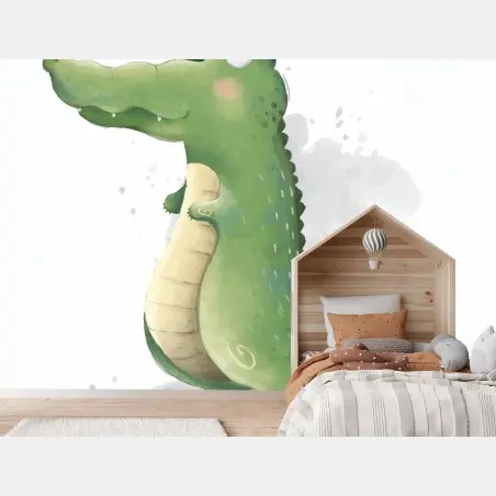 Fototapete märchenhaftes aquarellkrokodil mit pilzen – Wallnifity®