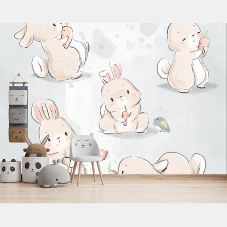 Fototapete verspielte hasen in pastell – Wallnifity®