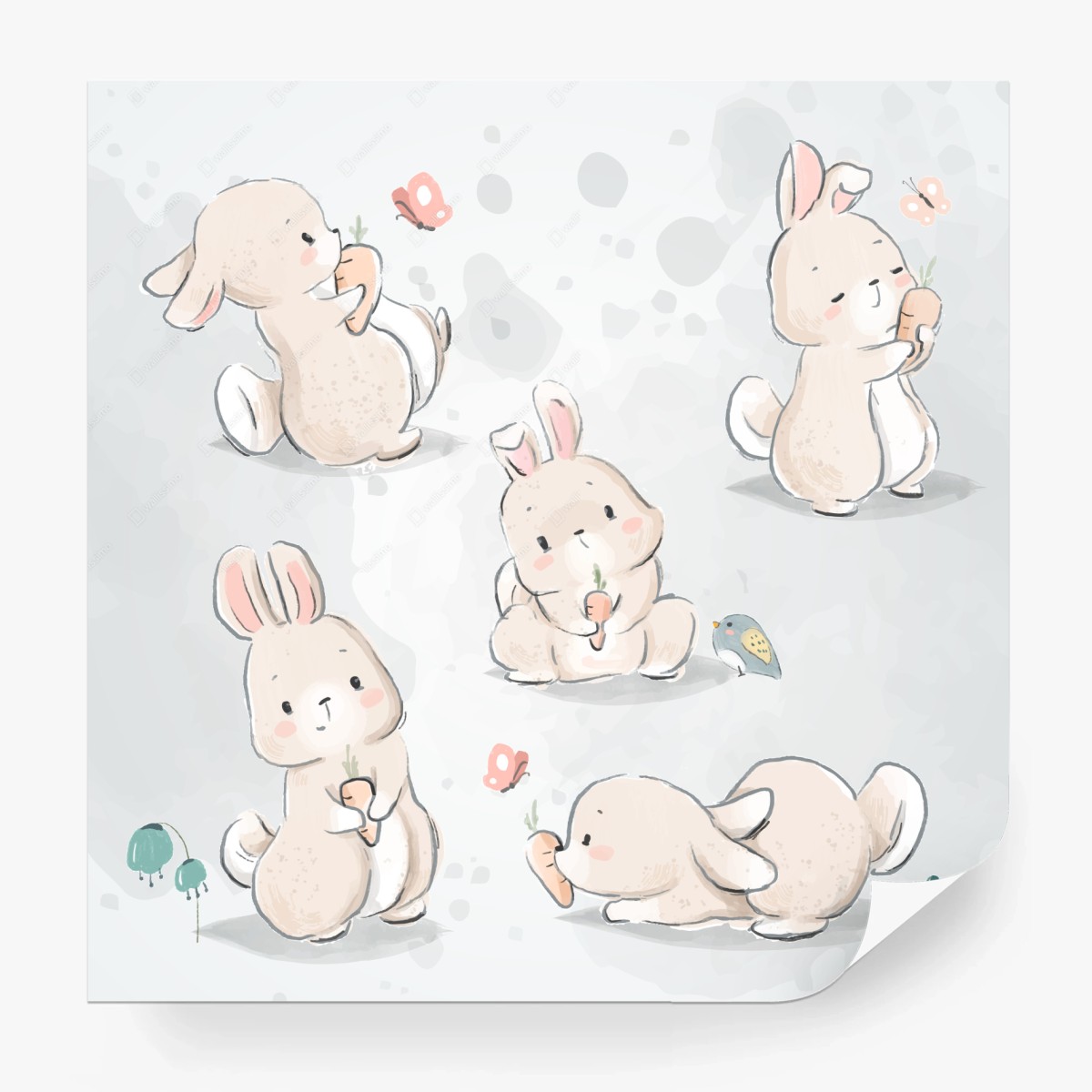 Fototapete verspielte hasen in pastell – Wallnifity®