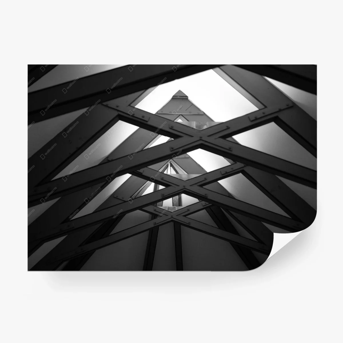 Fototapete geometrisches stahlfachwerk in monochrom – Wallnifity®