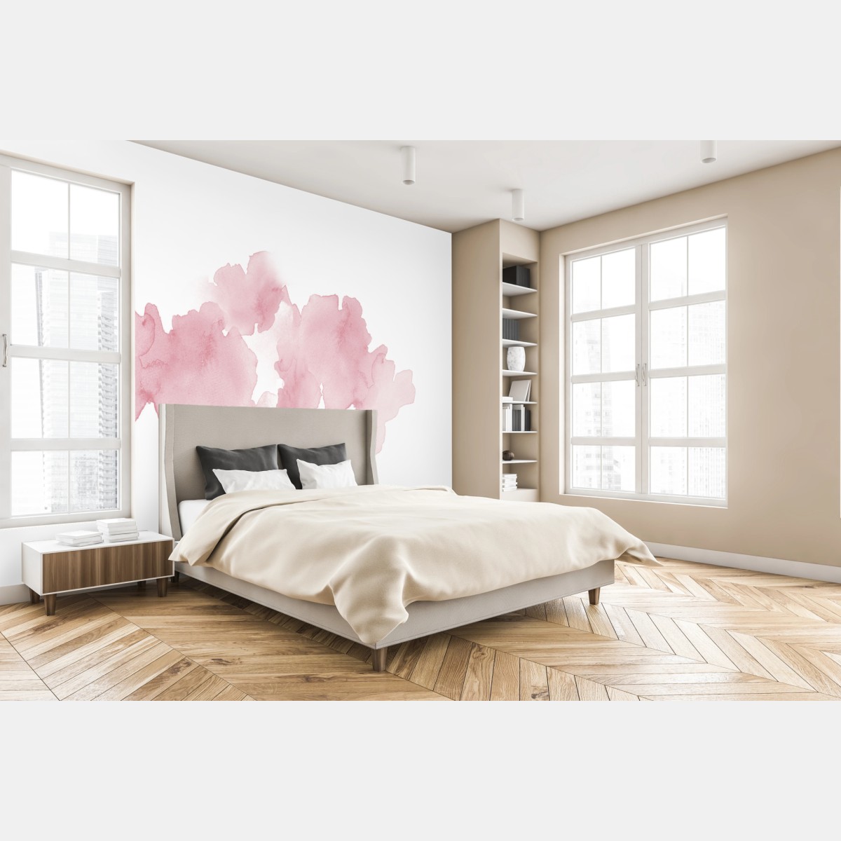 Fototapete sanfte rosa aquarellblüte – Wallnifity®