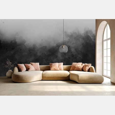 Fototapete monochromes aquarell abstrakte landschaft – Wallnifity®