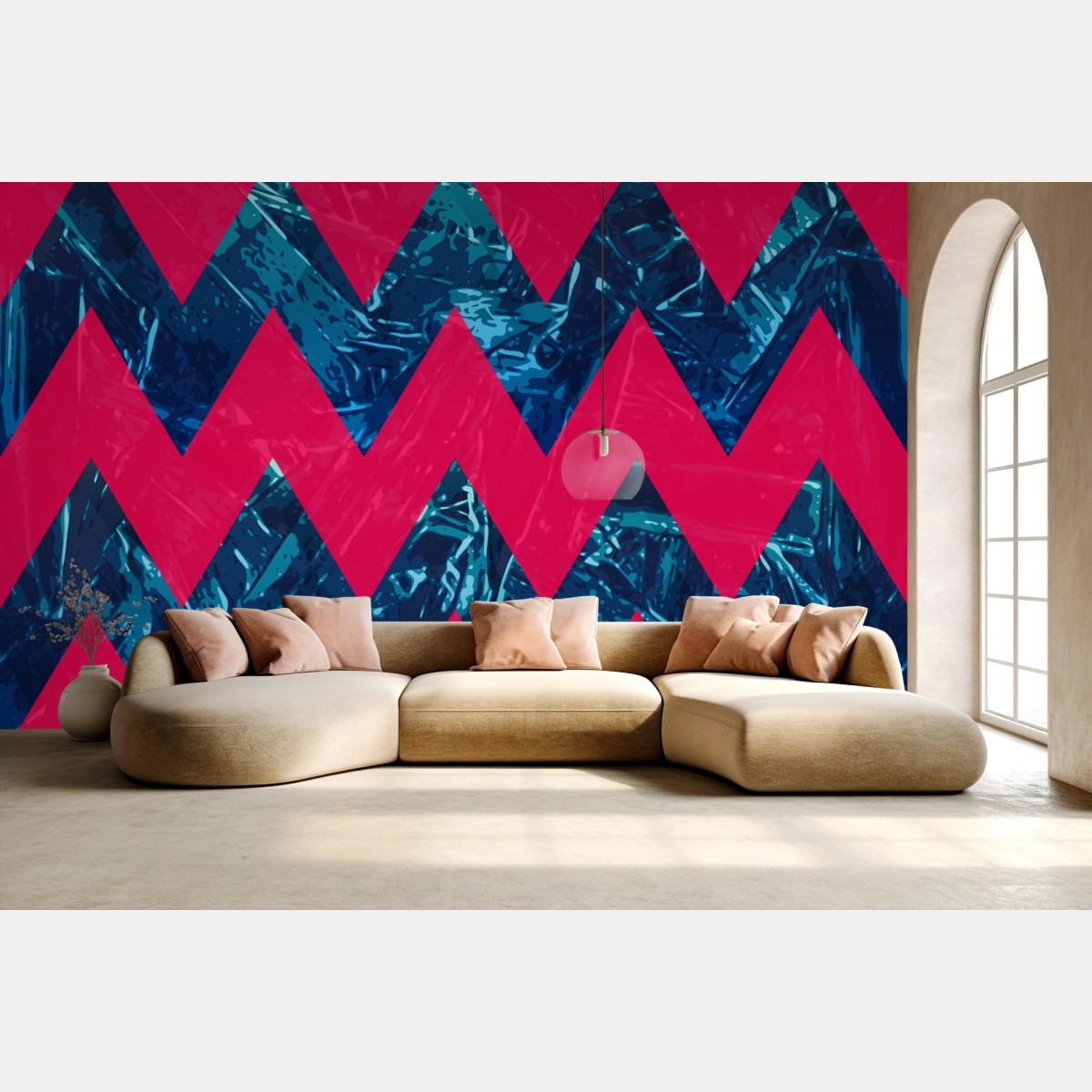 Fototapete intensives rosa zickzackmuster – Wallnifity®