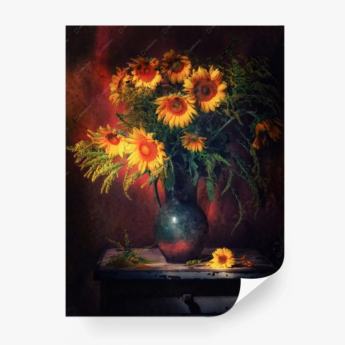 Fototapete goldene sonnenblumen in vintage-vase – Wallnifity® Fototapete goldene sonnenblumen in vintage-vase – Wallnifity®