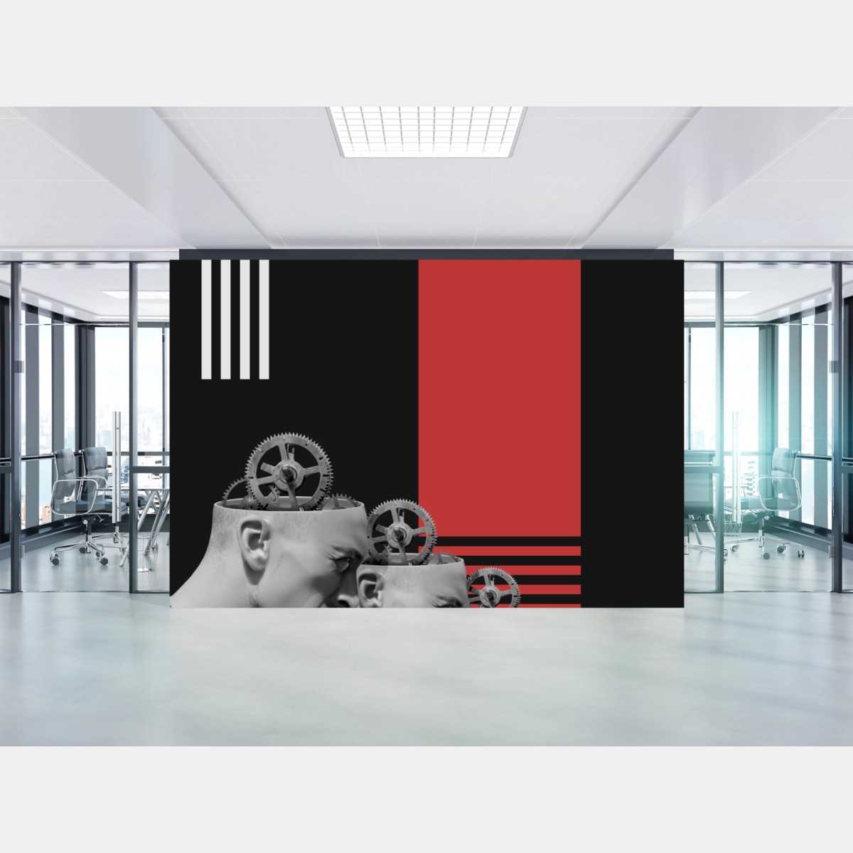Fototapete mechanische köpfe in rot – Wallnifity®
