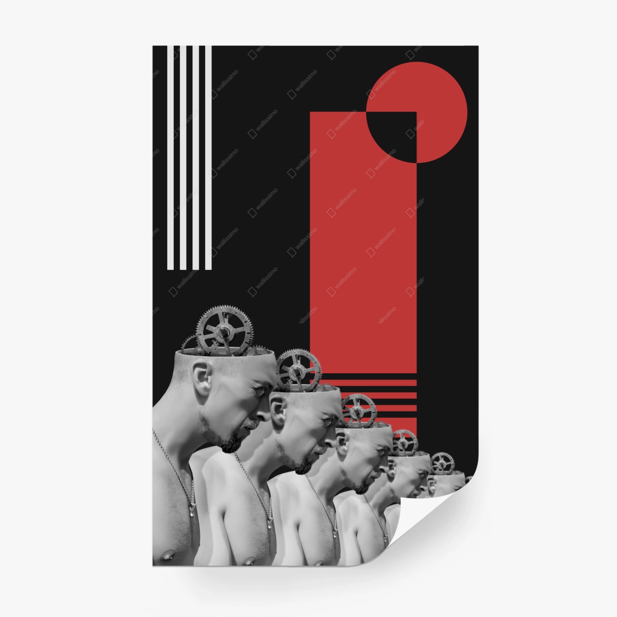 Fototapete mechanische köpfe in rot – Wallnifity®