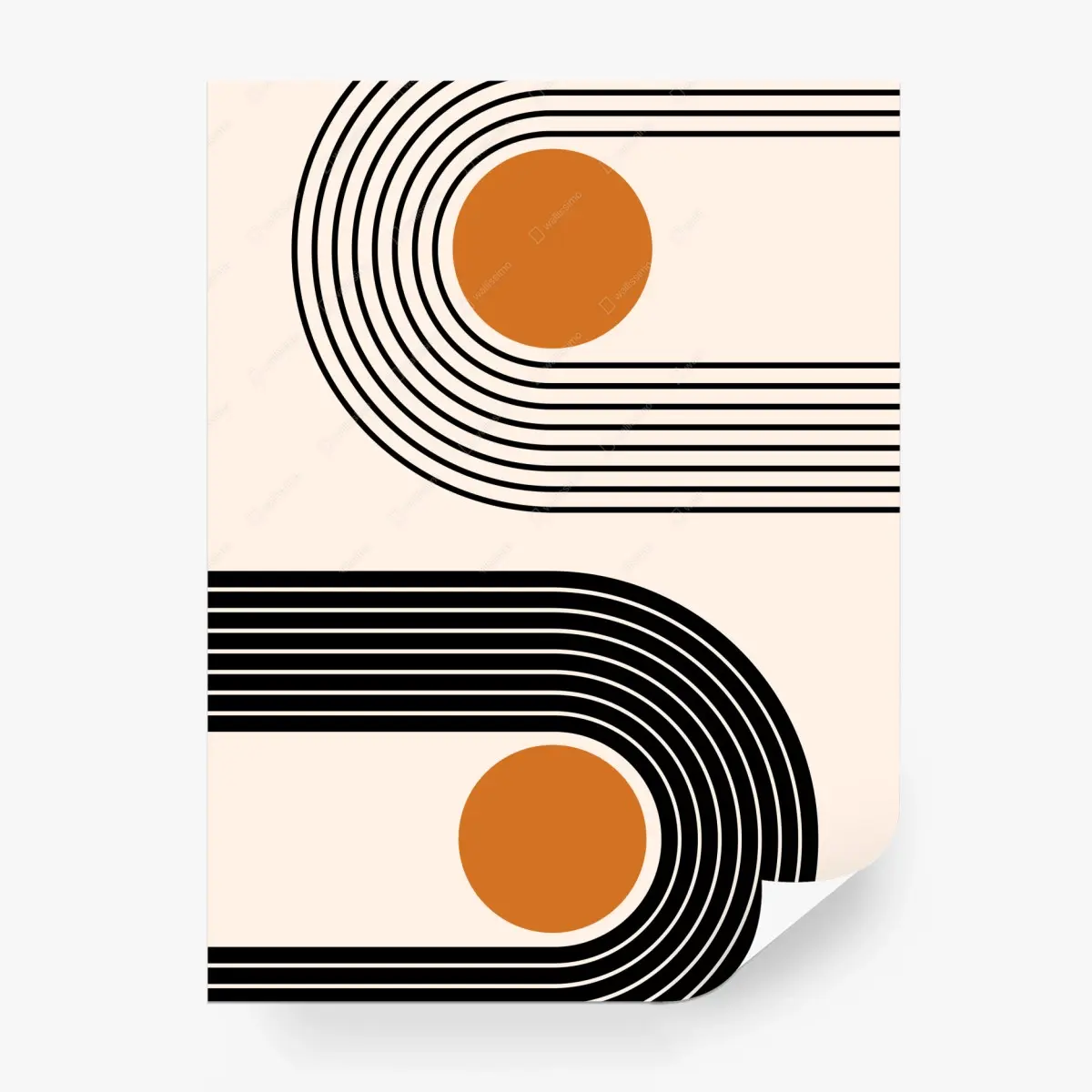 Fototapete retro geometrisches motiv mit orangen kreisen – Wallnifity®