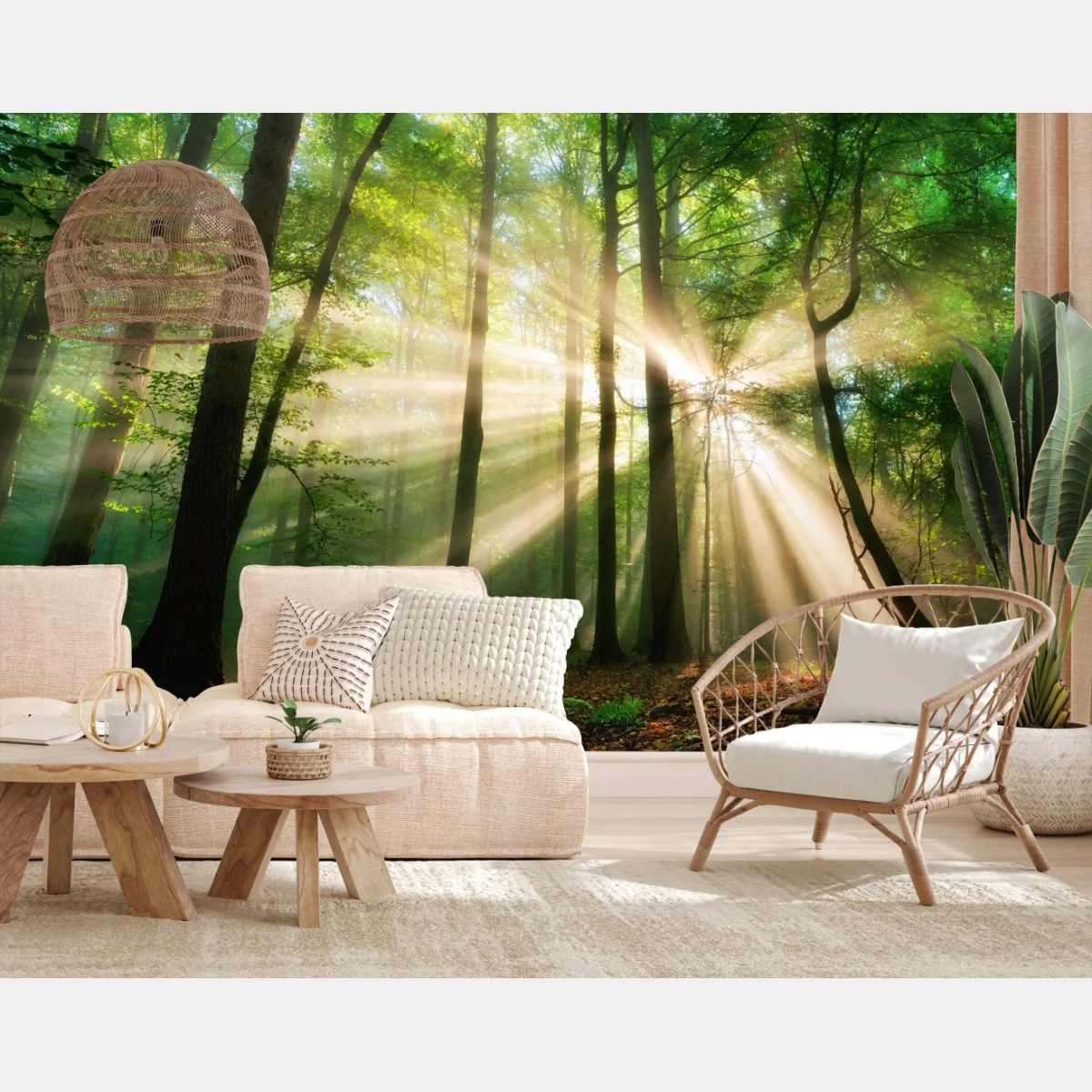 Fototapete sonnenstrahlen im grünen wald – Wallnifity® Fototapete sonnenstrahlen im grünen wald – Wallnifity®