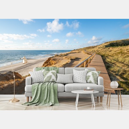 Fototapete sonniger küstensteg über sanddünen – Wallnifity®