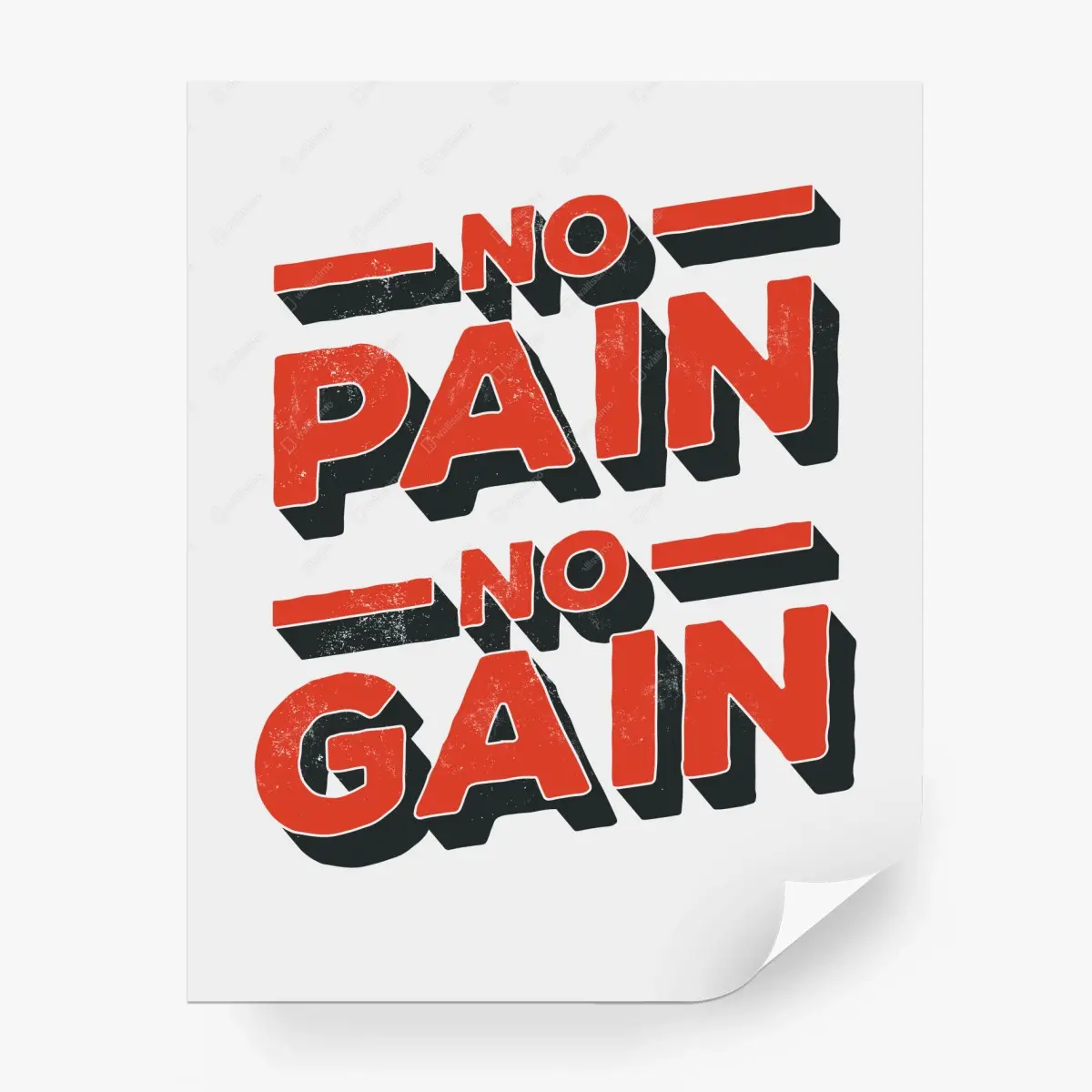 Fototapete no pain no gain motivierendes typografisches poster – Wallnifity®