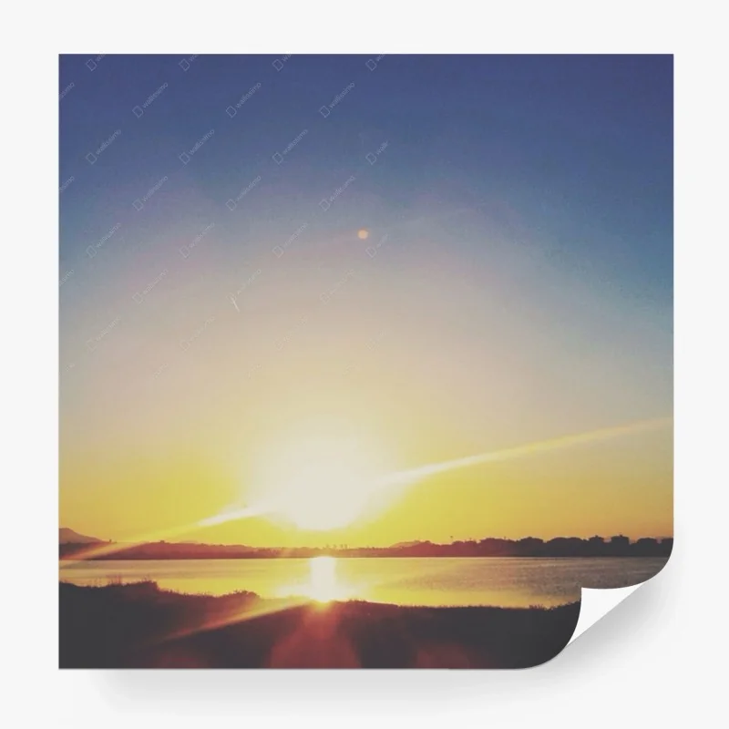 Fototapete goldener sonnenaufgang über dem see – Wallnifity®