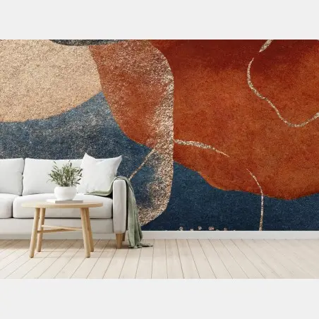 Fototapete marineblaue und terrakotta abstrakte komposition – Wallnifity®