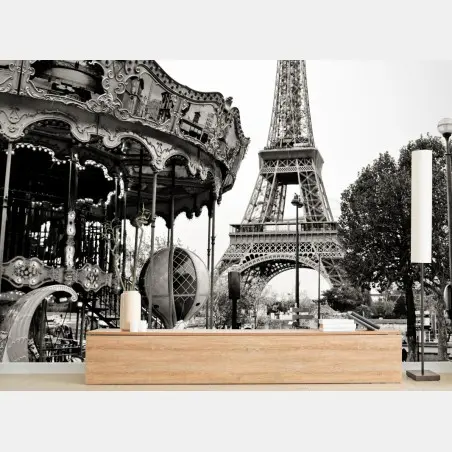 Fototapete Eiffelturm und karussell in Paris – Wallnifity®
