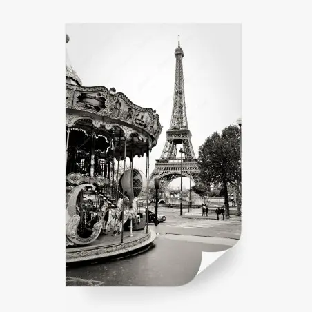 Fototapete Eiffelturm und karussell in Paris – Wallnifity®