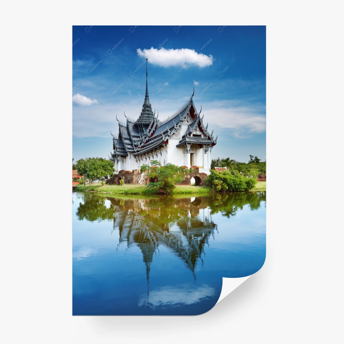 Fototapete Sanphet Prasat palast am spiegelnden see – Wallnifity®