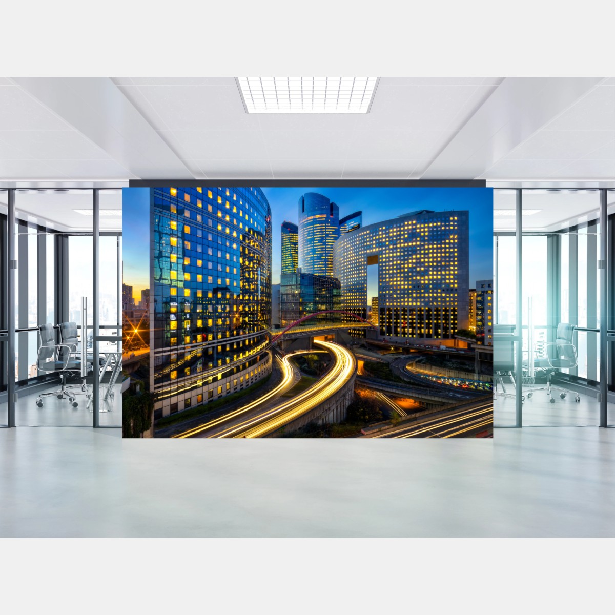 Fototapete moderne stadtsilhouette bei dämmerung – Wallnifity®