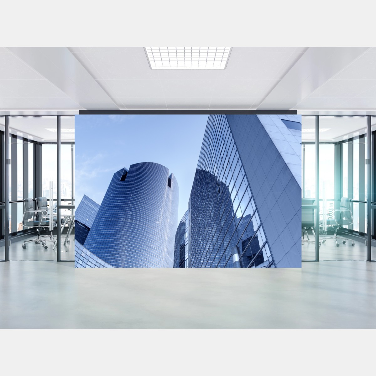 Fototapete moderne blaue stadtsilhouette – Wallnifity®