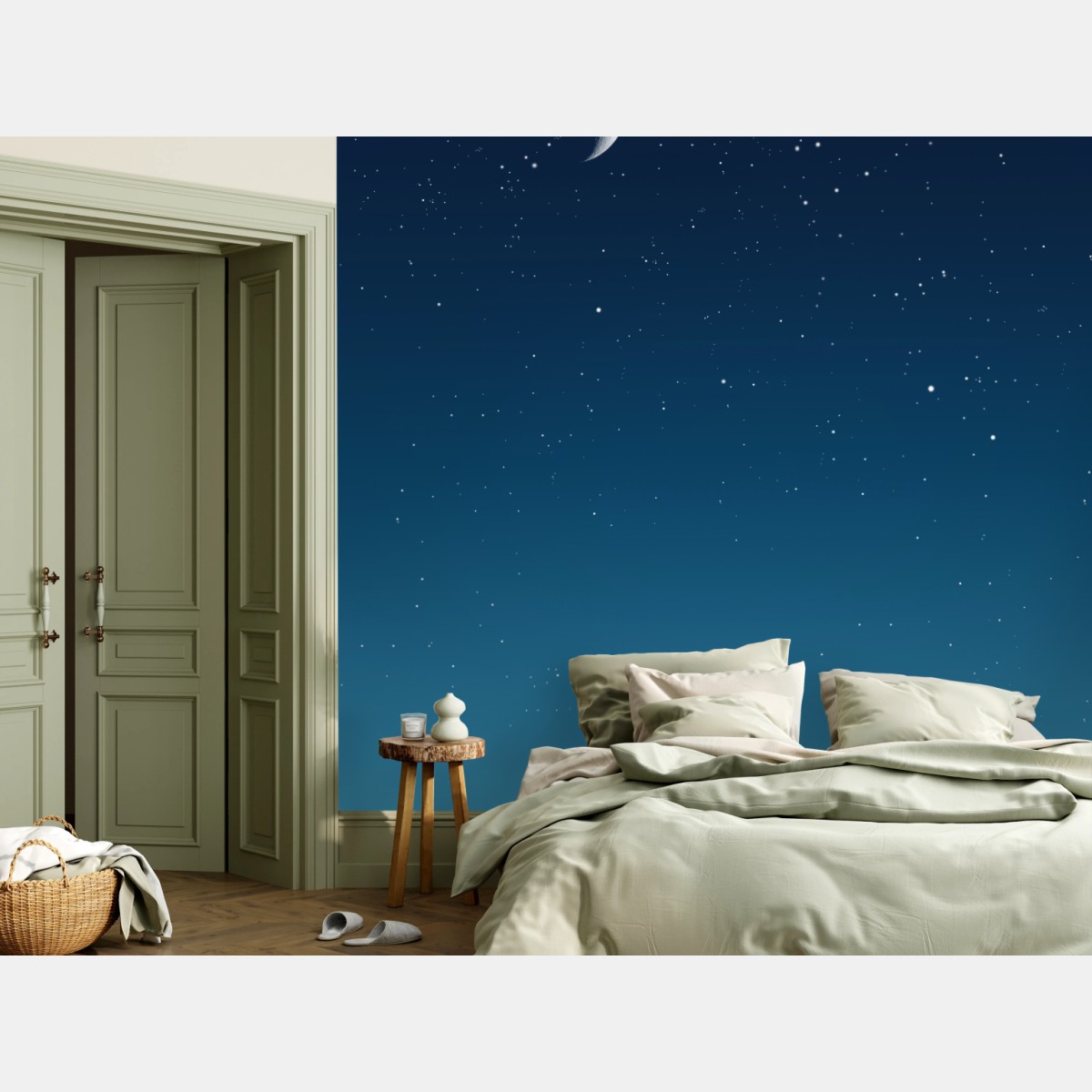Fototapete ruhiger halbmond am sternenhimmel – Wallnifity®
