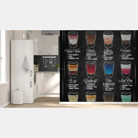 Fototapete vintage kreidetafel shots menü – Wallnifity®
