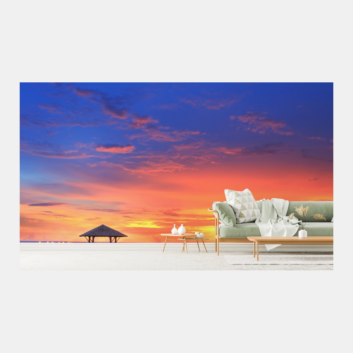 Fototapete mole bei sonnenuntergang am strand – Wallnifity®
