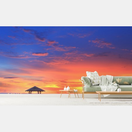 Fototapete mole bei sonnenuntergang am strand – Wallnifity®