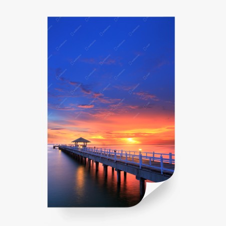 Fototapete mole bei sonnenuntergang am strand – Wallnifity®