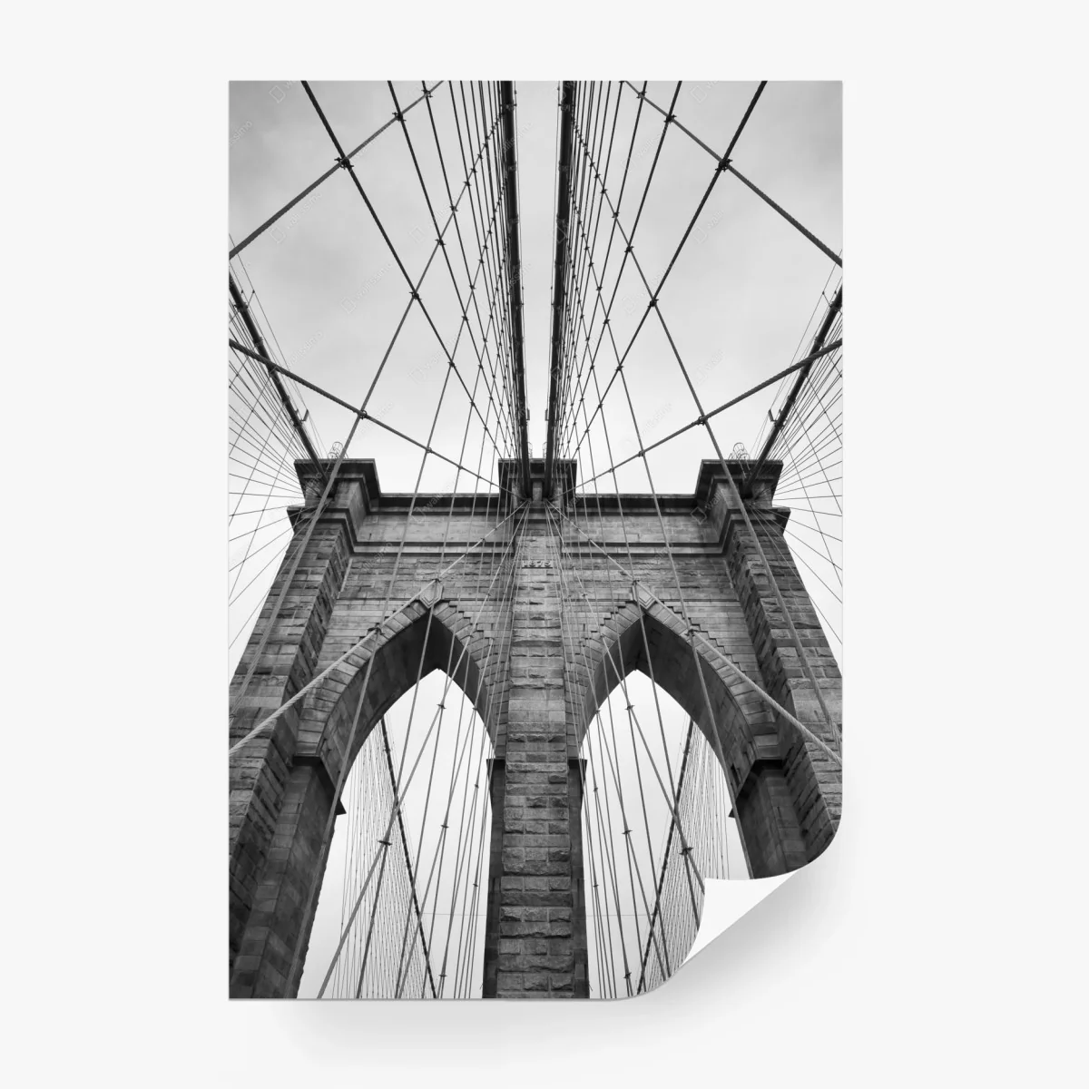 Fototapete perspektive der Brooklyn Bridge in monochrom – Wallnifity®