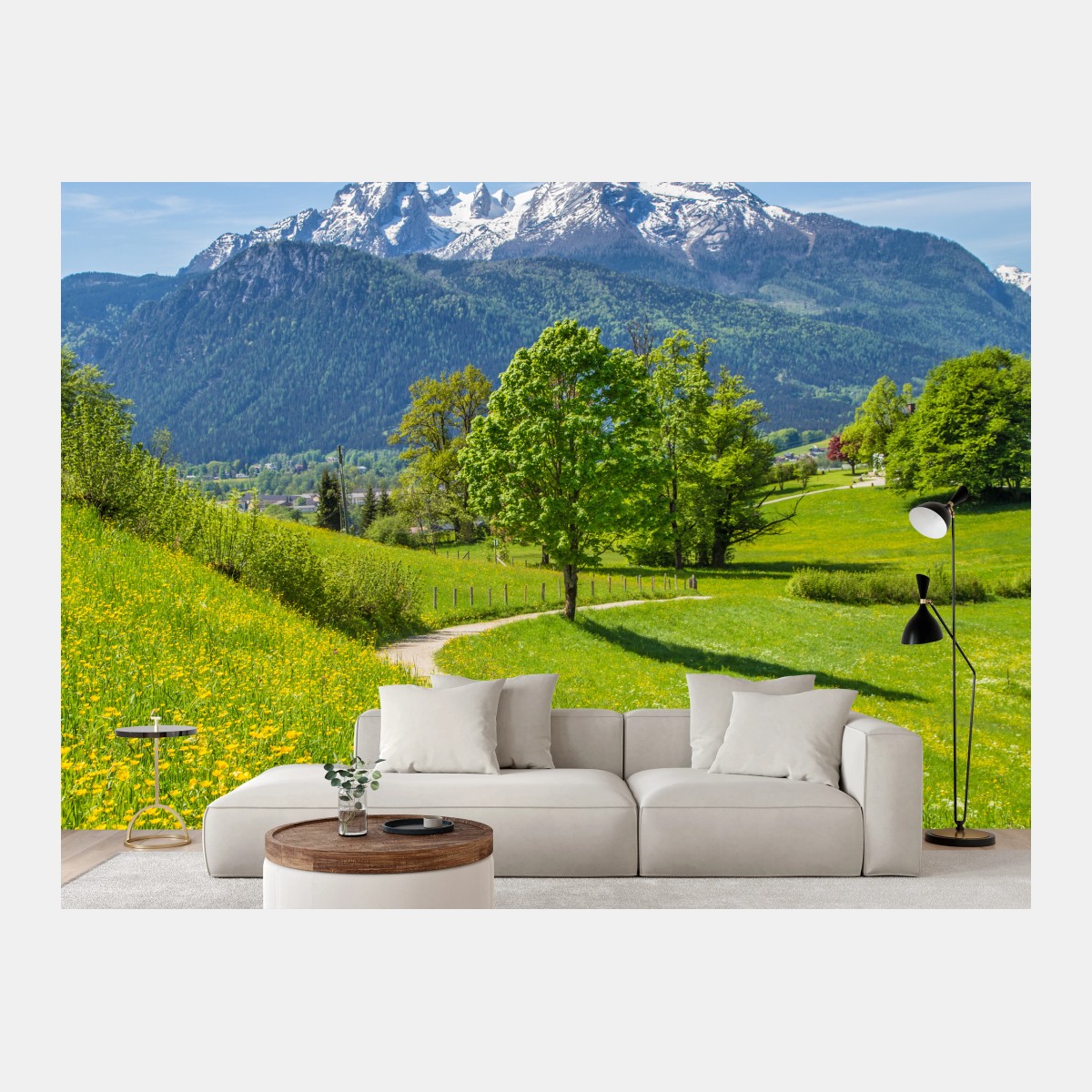 Fototapete alpenwiese und bergpfad – Wallnifity®