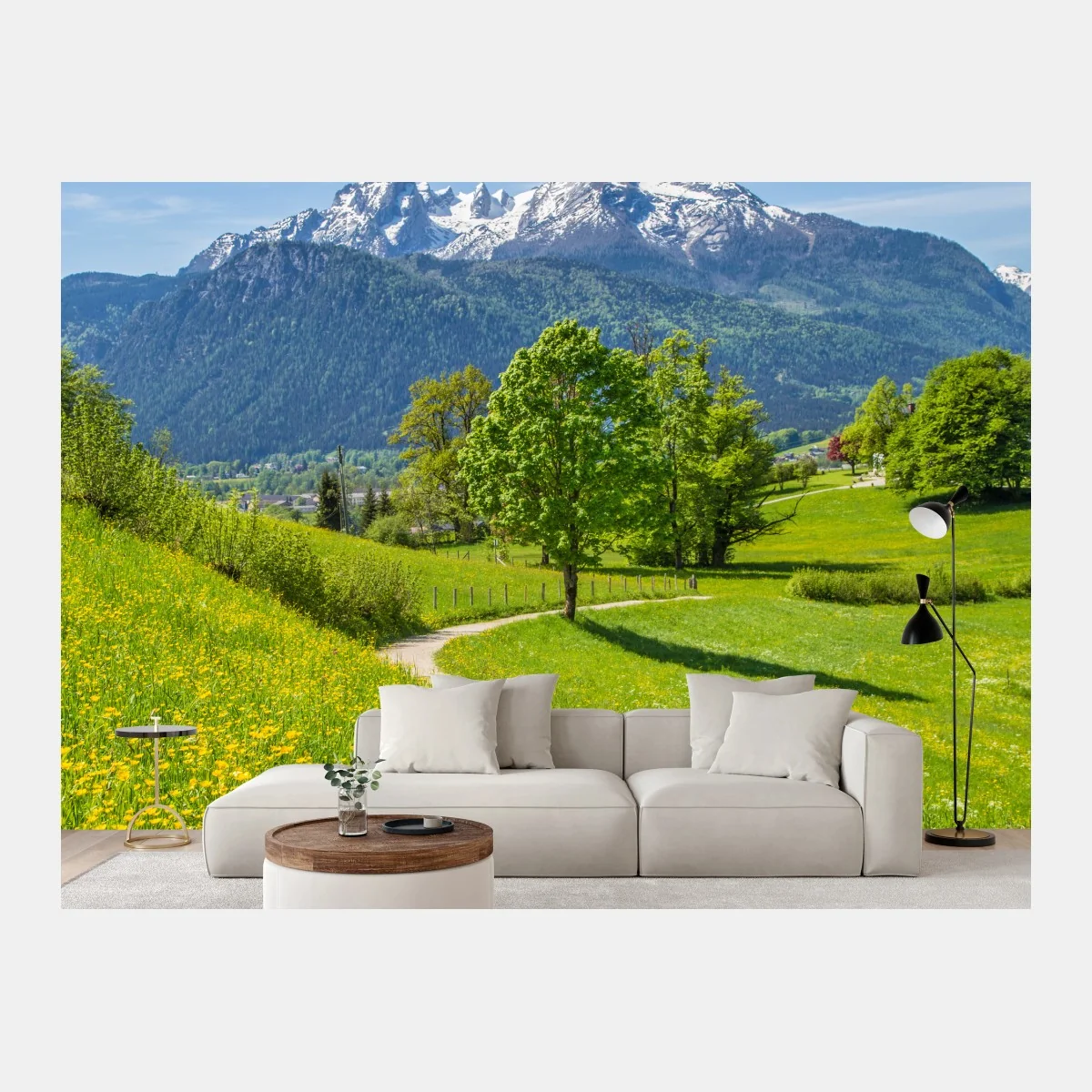 Fototapete alpenwiese und bergpfad – Wallnifity® Fototapete alpenwiese und bergpfad – Wallnifity®