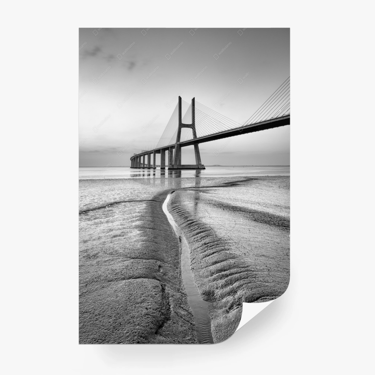 Fototapete minimalistische seilbrücke in monochrom – Wallnifity®