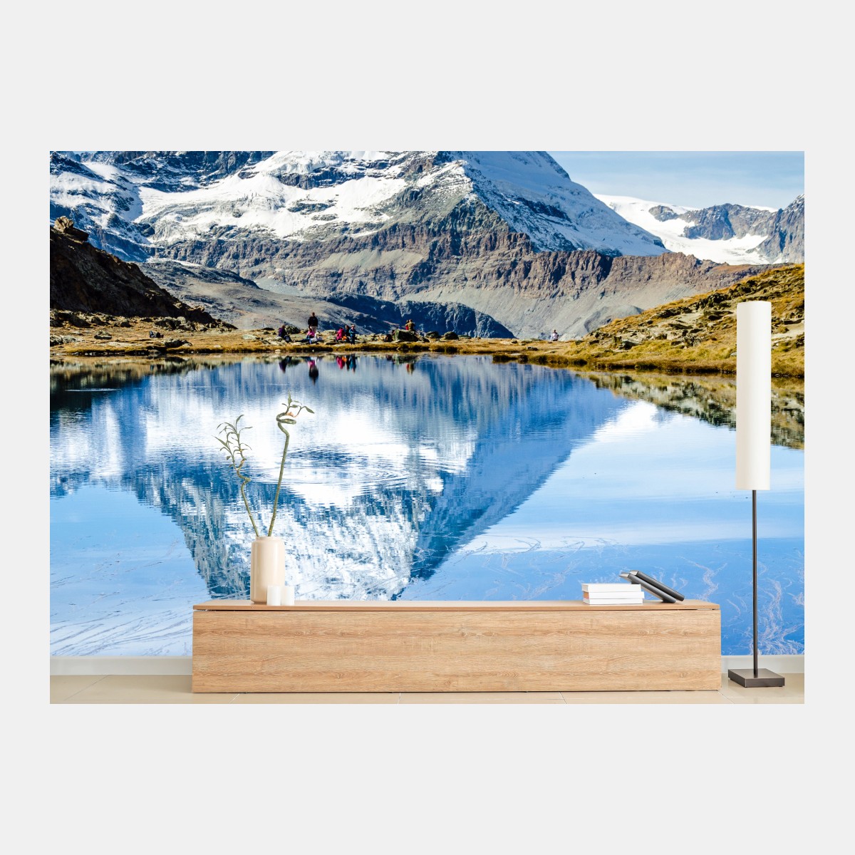 Fototapete majestätisches Matterhorn im spiegel eines alpensees – Wallnifity®