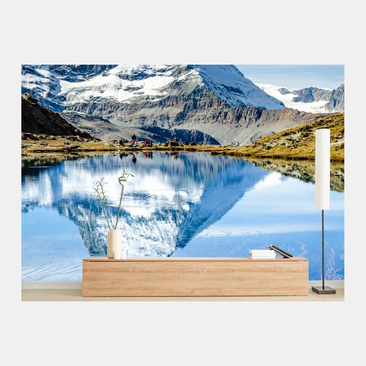 Fototapete majestätisches Matterhorn im spiegel eines alpensees – Wallnifity®